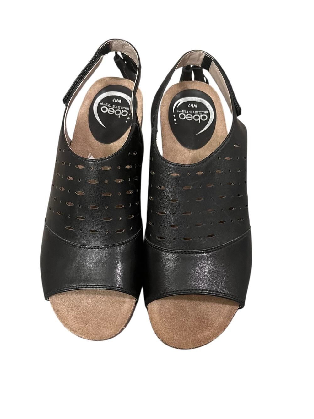 ABEO B.I.O. System Berrie Perforated Leather Slingback Block Heel Sandal Size 7